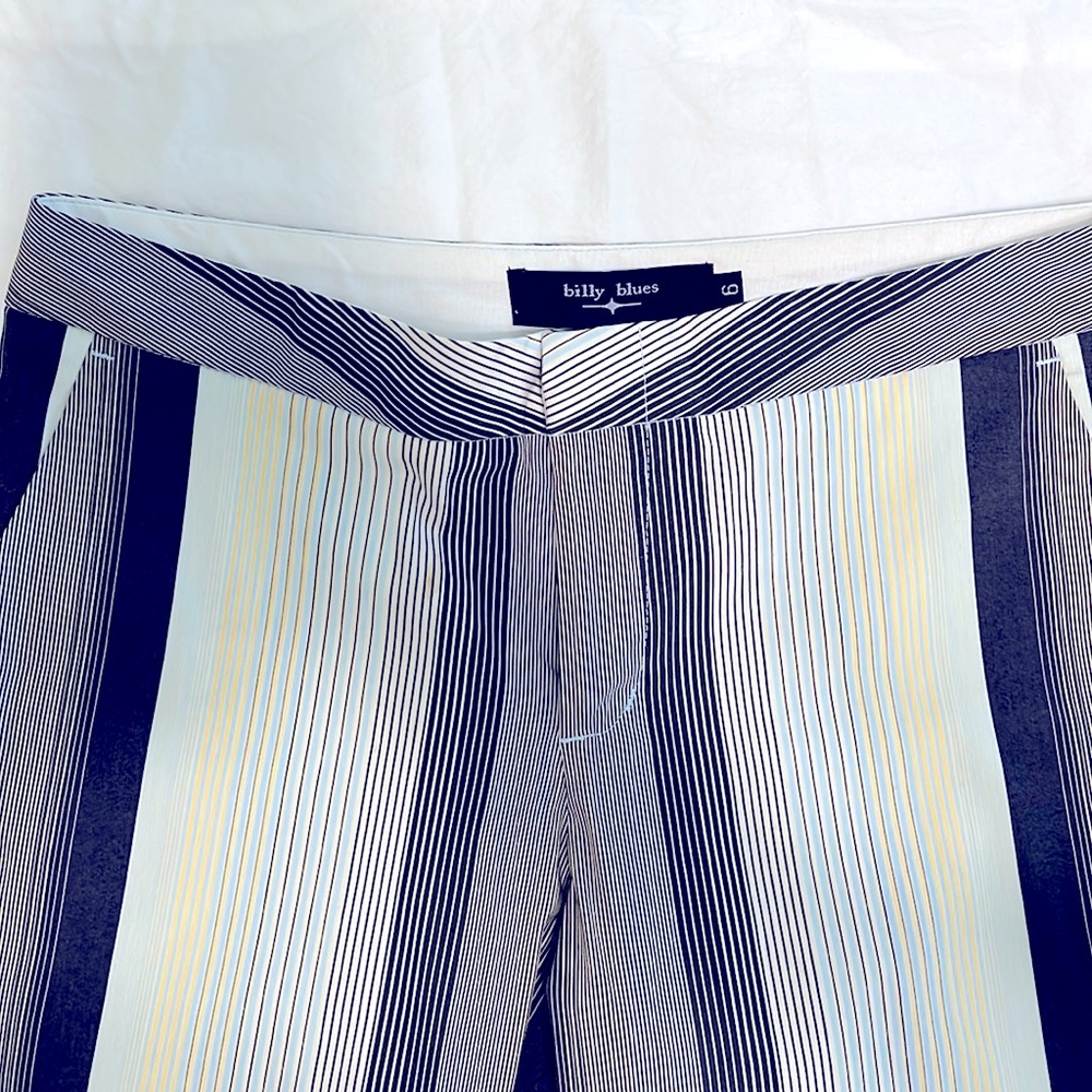 Billy blues striped cropped slacks with thick cuff